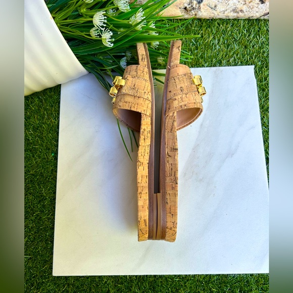 Veronica Beard Eni Chain-Trimmed Cork Slides 6.5 New - Picture 13 of 16